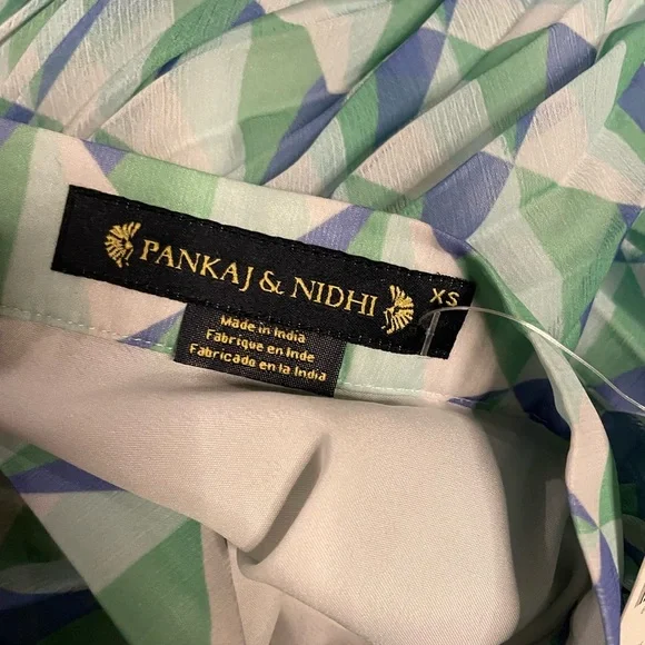 Elegant Blue and Green Maxi Skirt - Picture 2 of 2